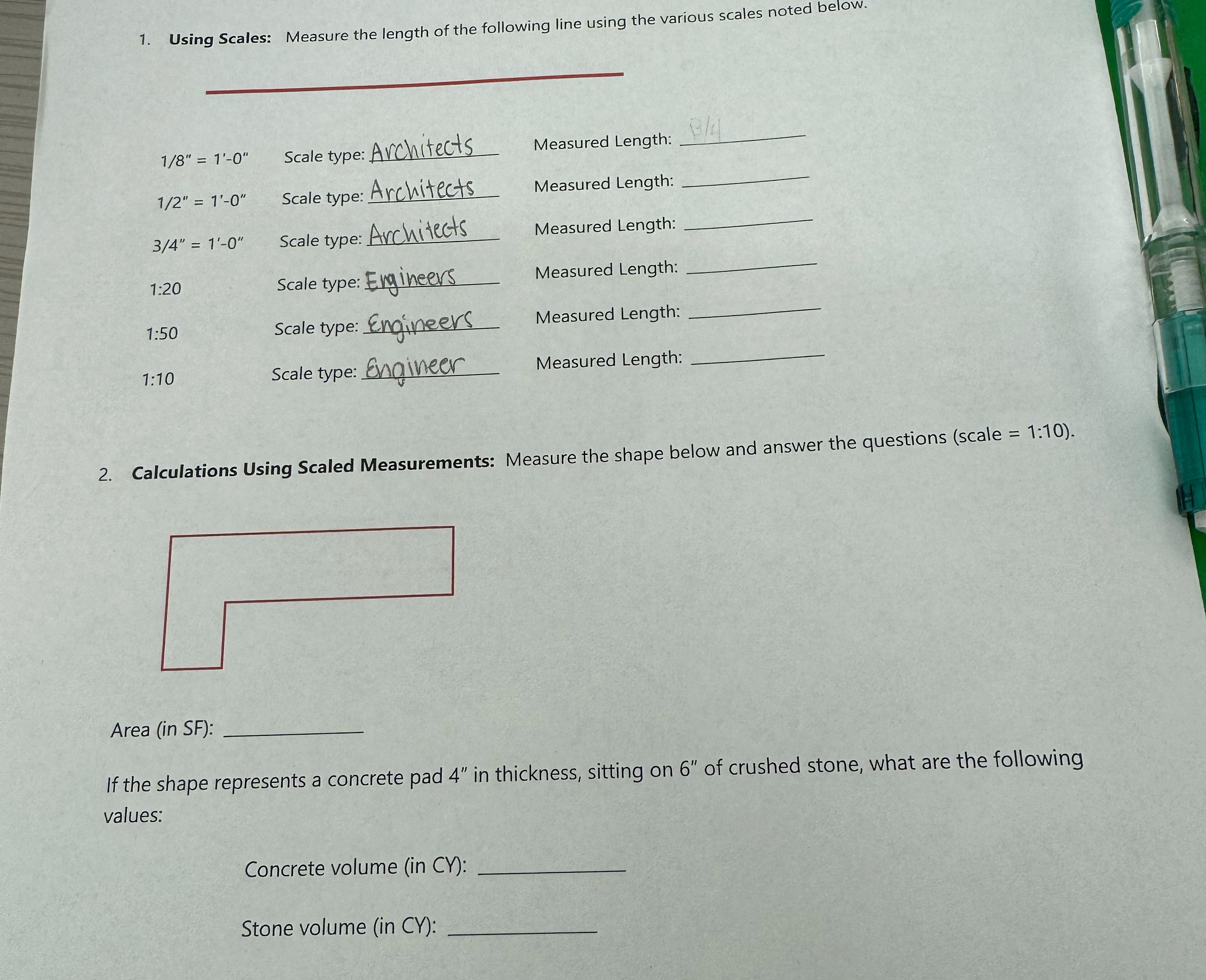 Using Scales: Measure the length of the following
