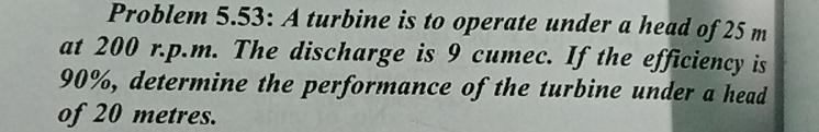 Problem 5 . 5 3 : A turbine is to operate under a
