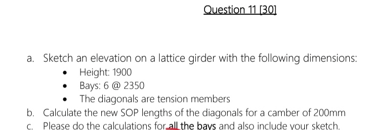 Question 1 1 [ 3 0 ] a . Sketch an elevation on a