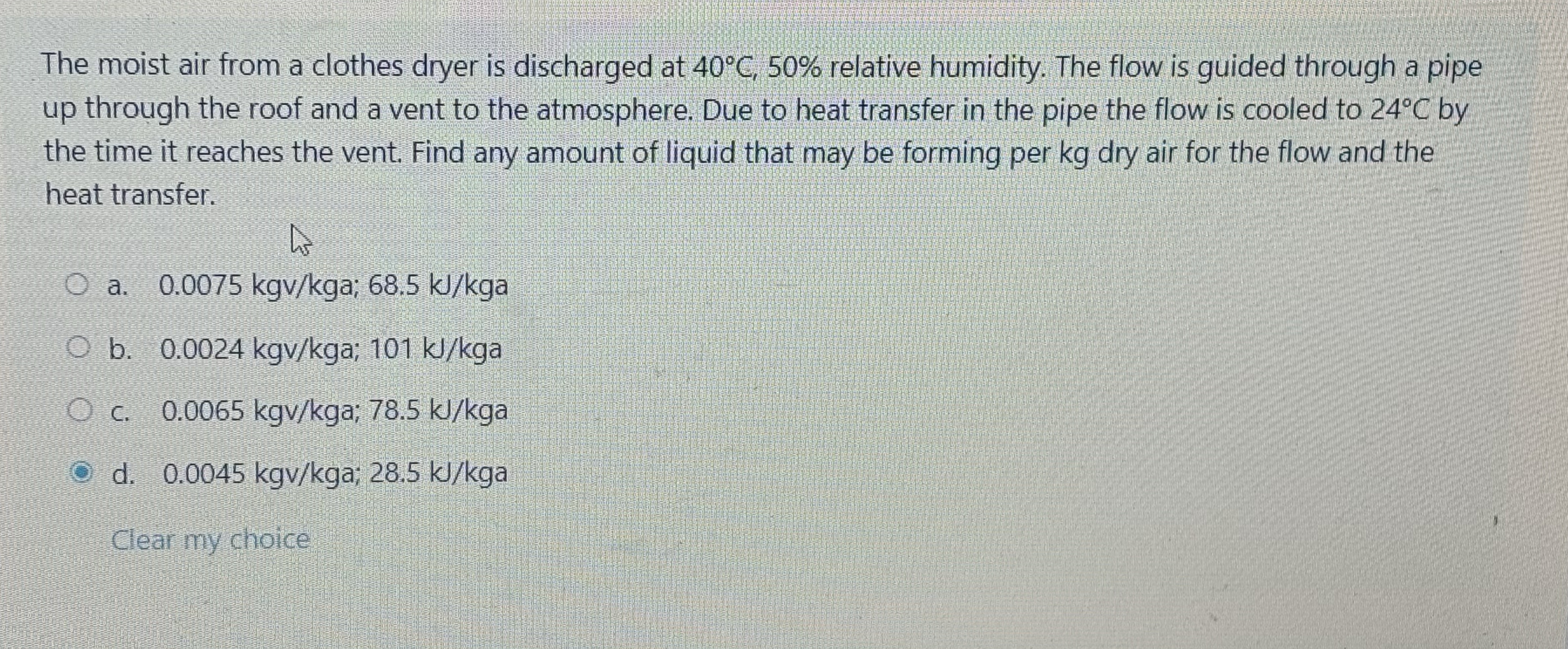 The moist air from a clothes dryer is discharged