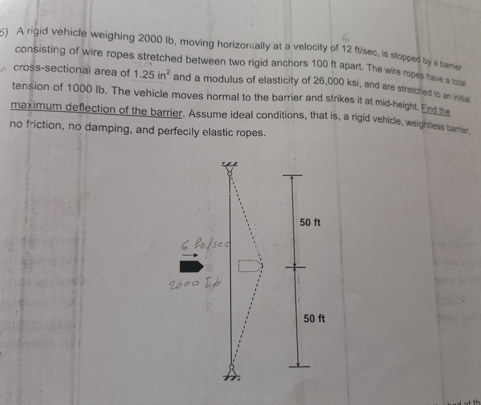 A rigid vehicle weighing 2 0 0 0 l b , moving