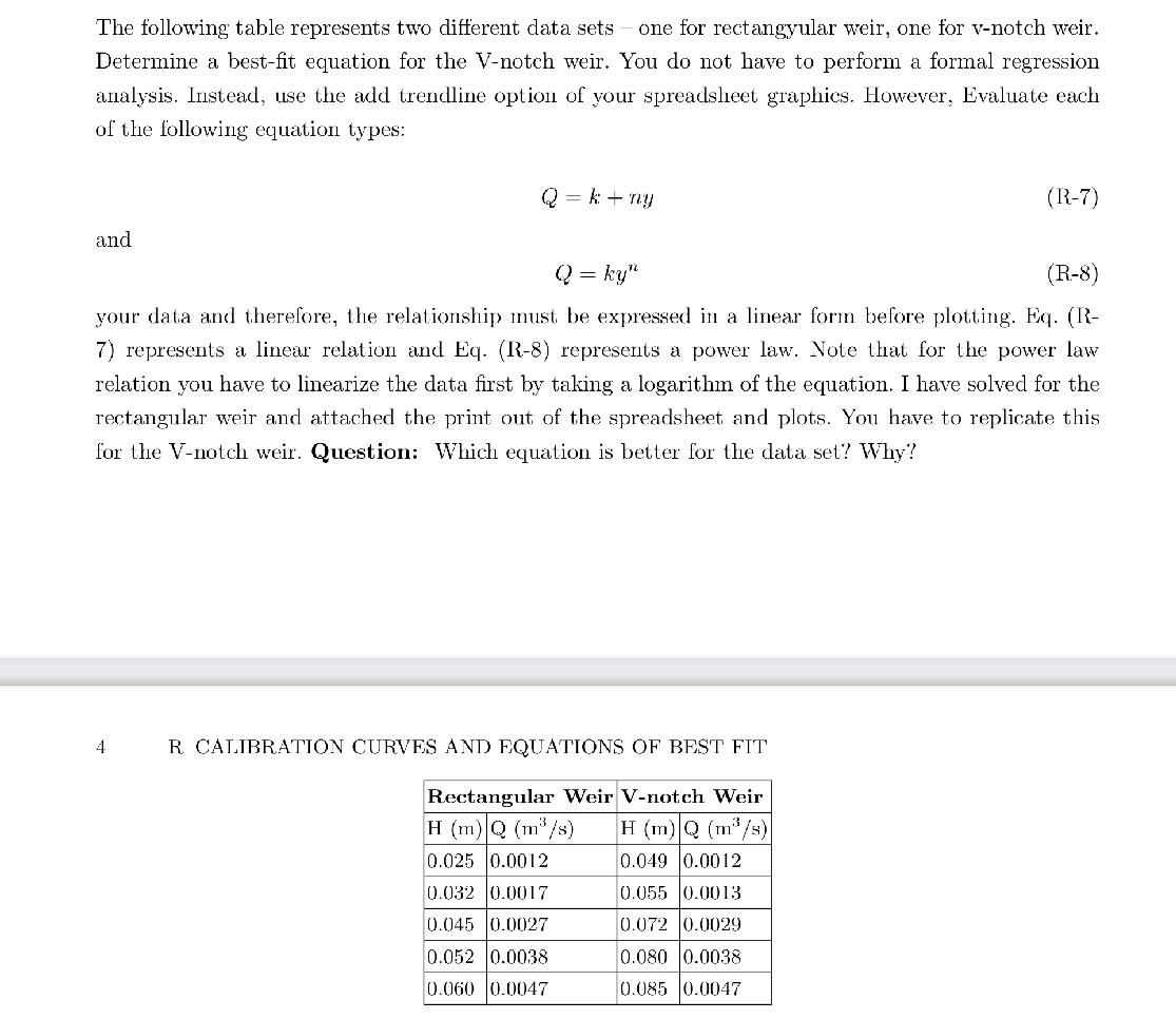 The following table represents two different data