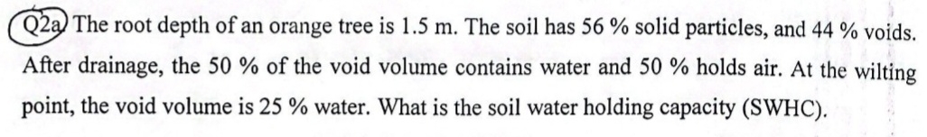 Q 2 2 . The root depth of an orange tree is 1 . 5