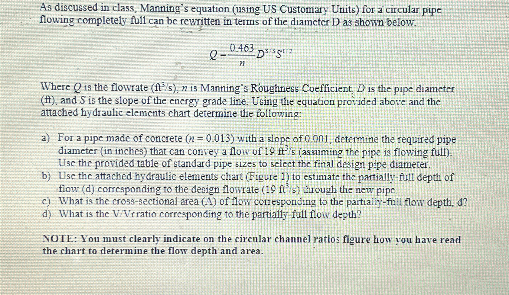 Partially - Full Pipe Design As discussed in