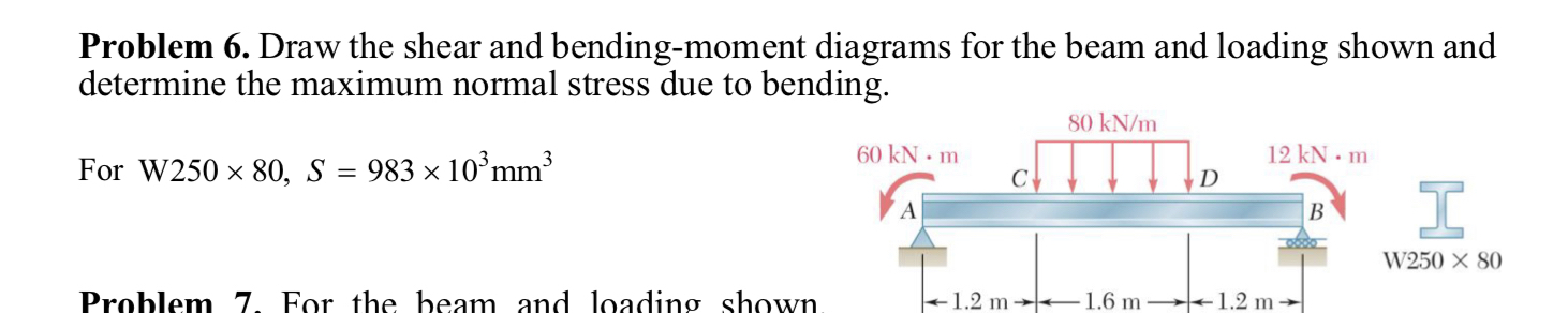 Problem 6 . Draw the shear and bending - moment