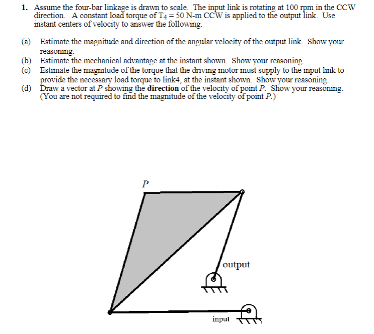 Assume the four - bar linkage is drawn to scale.