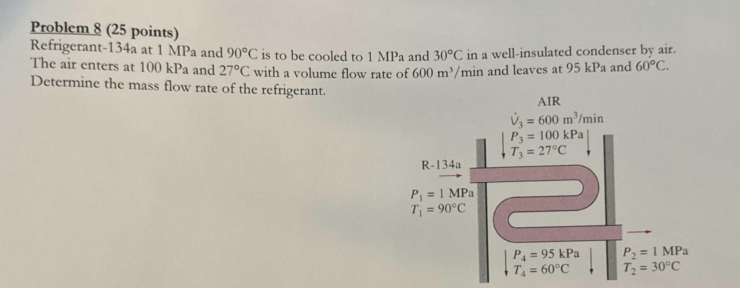 Problem 8 ( 2 5 points ) Refrigerant - 1 3 4 a at