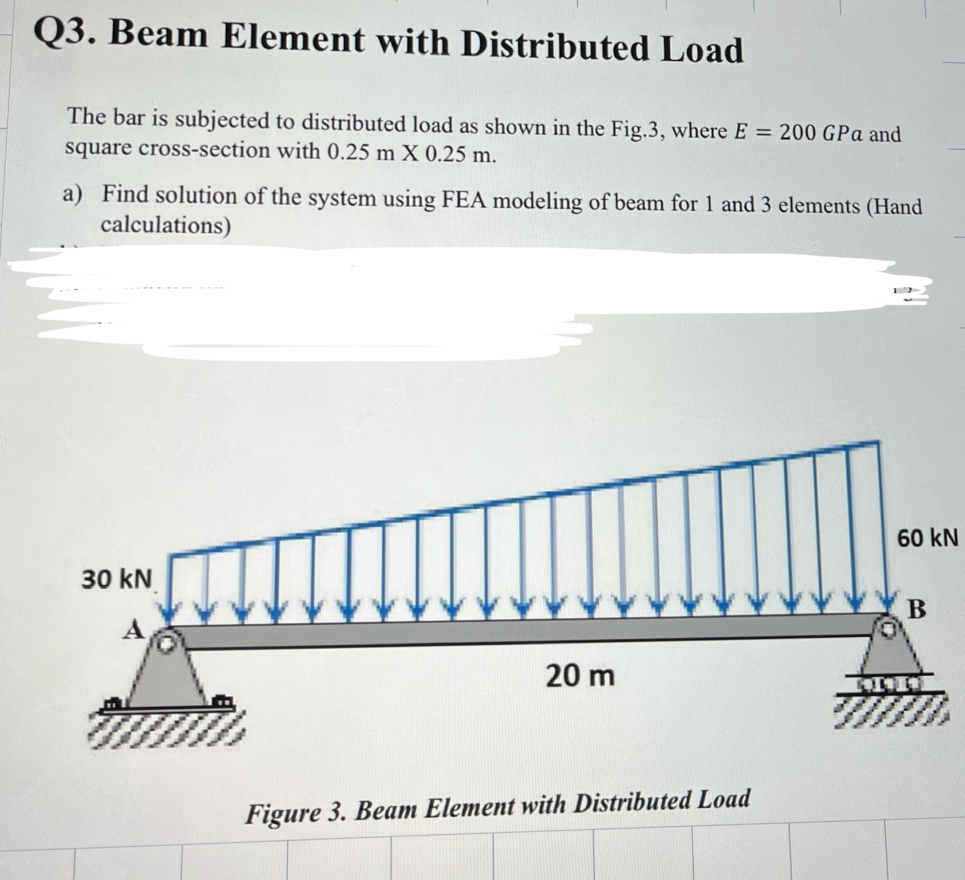 Q 3 . Beam Element with Distributed Load The bar