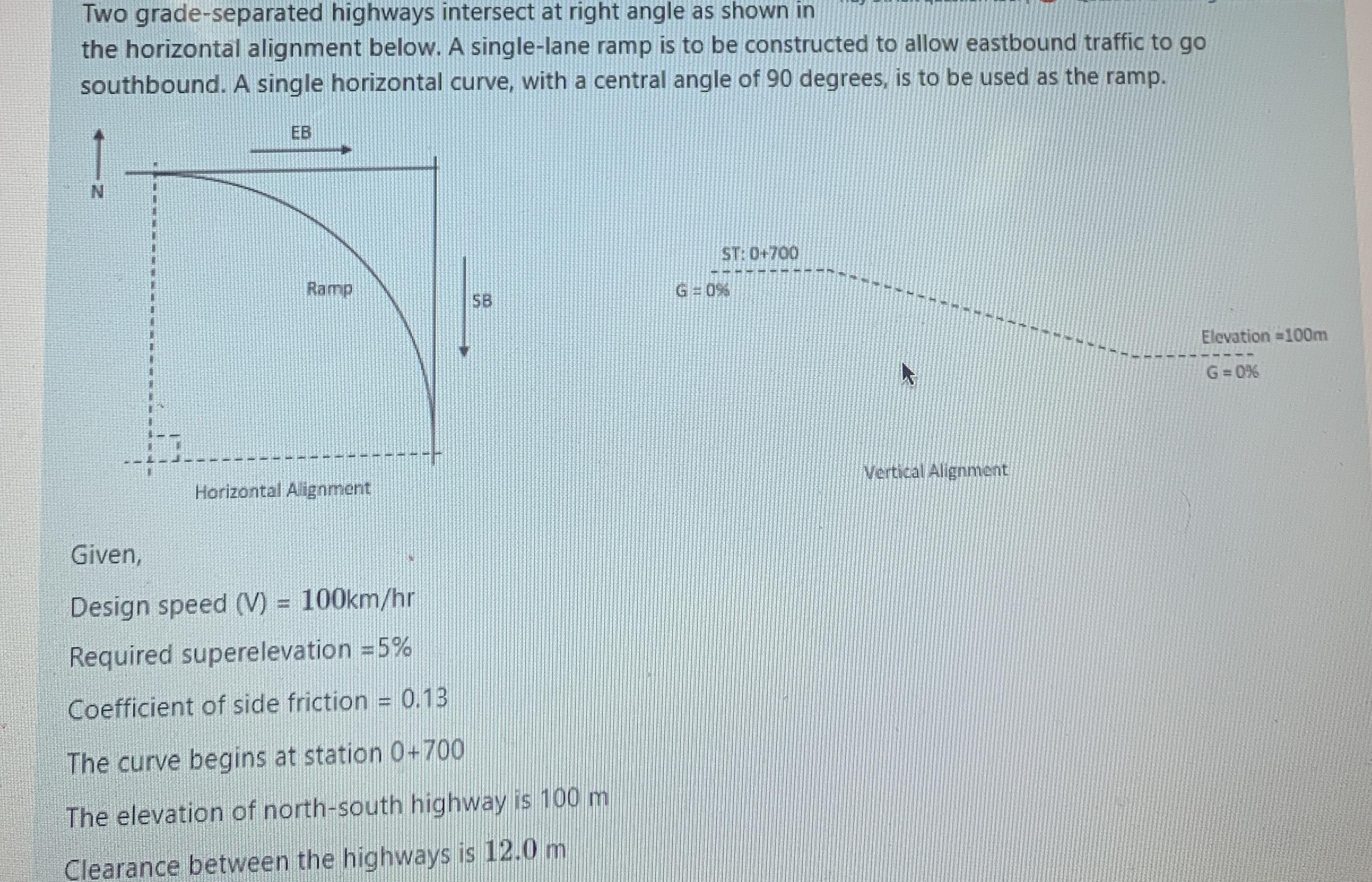 Two grade - separated highways intersect at right