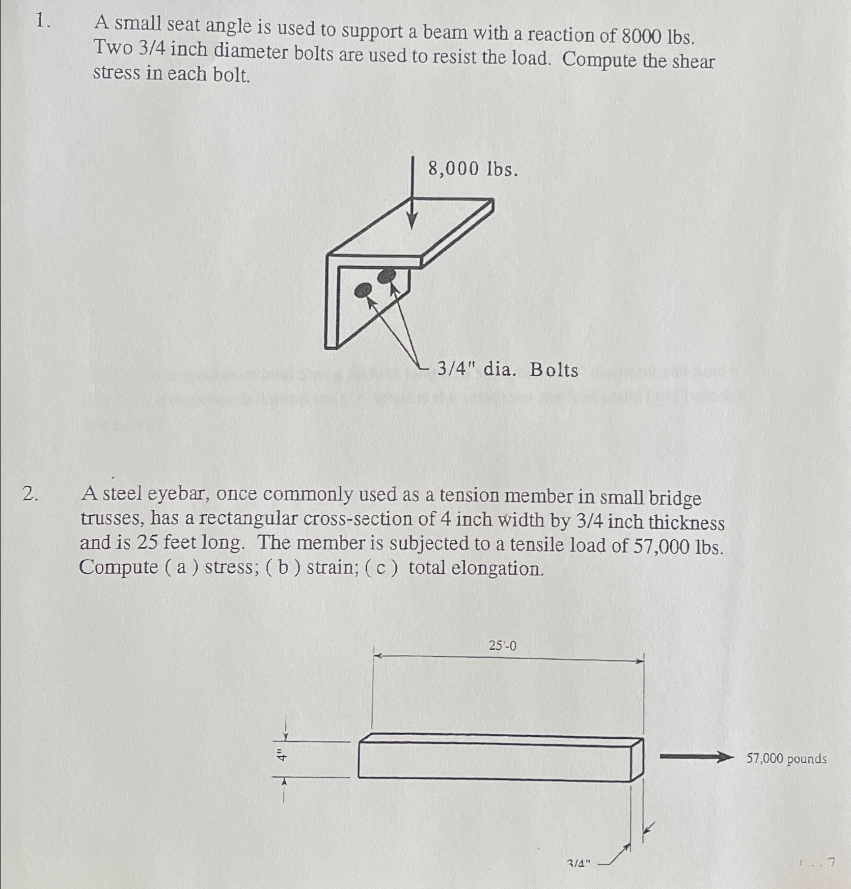 A small seat angle is used to support a beam with