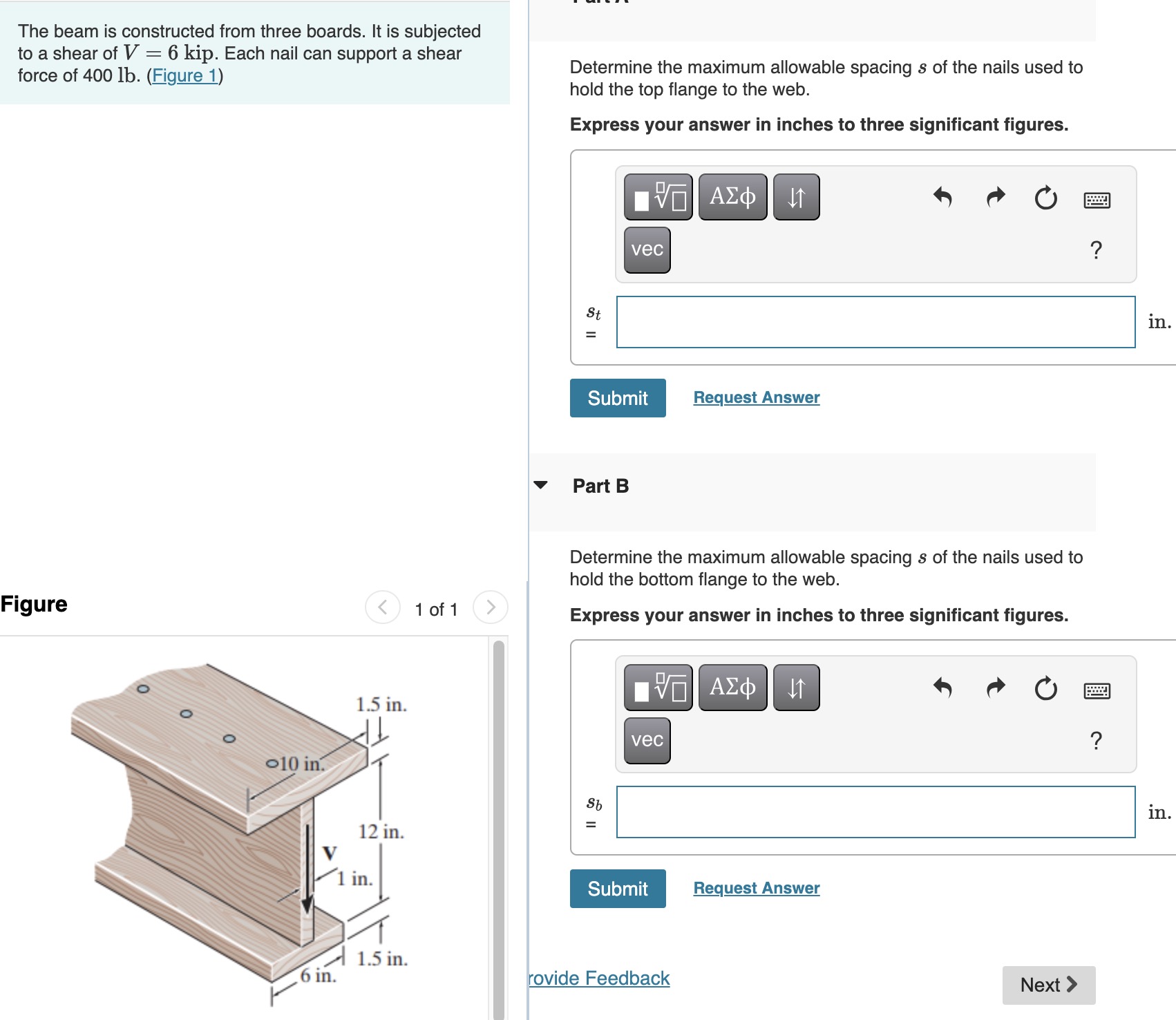 The beam is constructed from three boards. It is