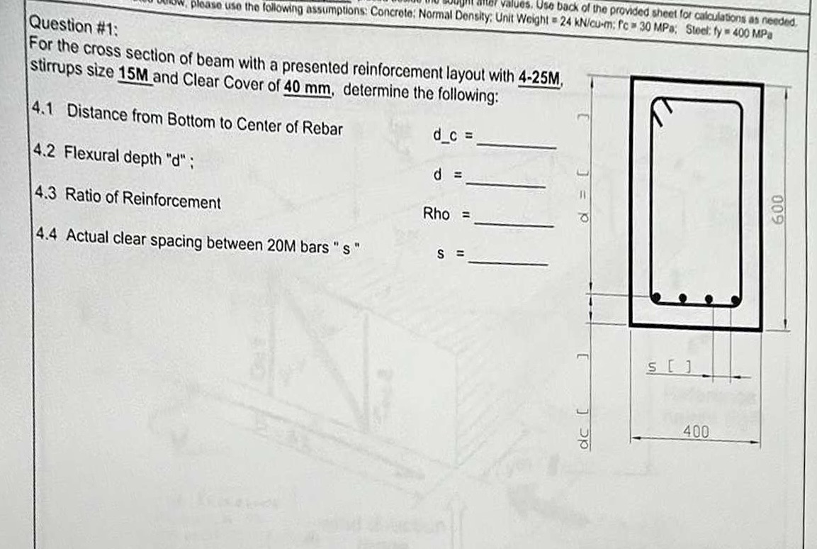 Question # 1 : For the cross section of beam with