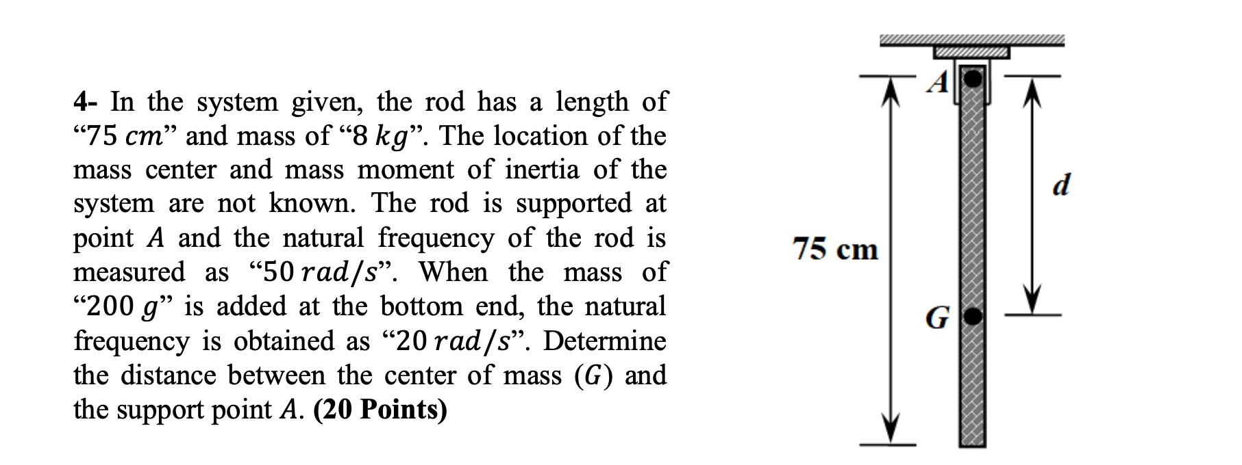 4 - In the system given, the rod has a length of