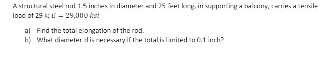 A structural steel rod 1 . 5 inches in diameter