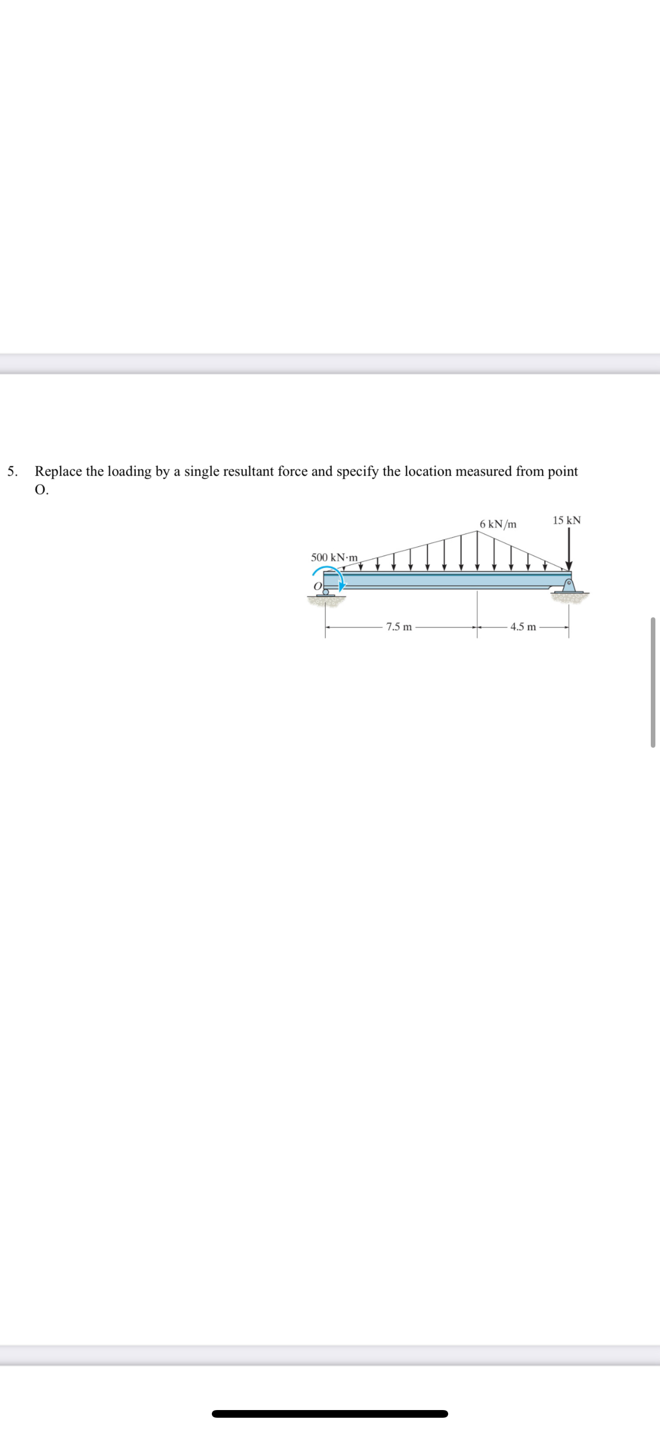 Replace the loading by a single resultant force