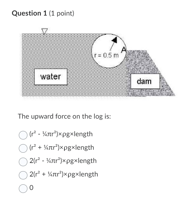 Question 1 ( 1 point ) The upward force on the