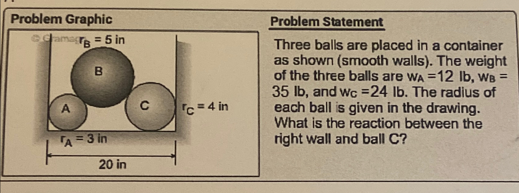Problem Statement Three balls are placed in a