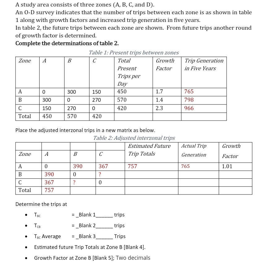 A study area consists of three zones ( A , B , C
