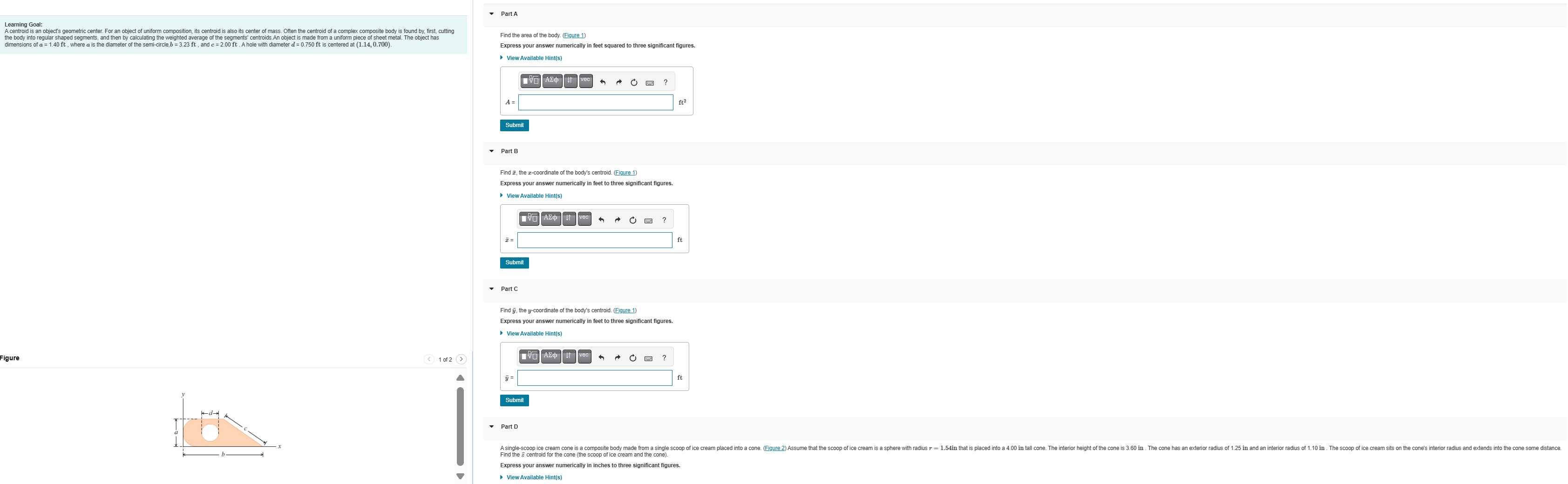 Part A Find the area of the body. ( Figure 1 )