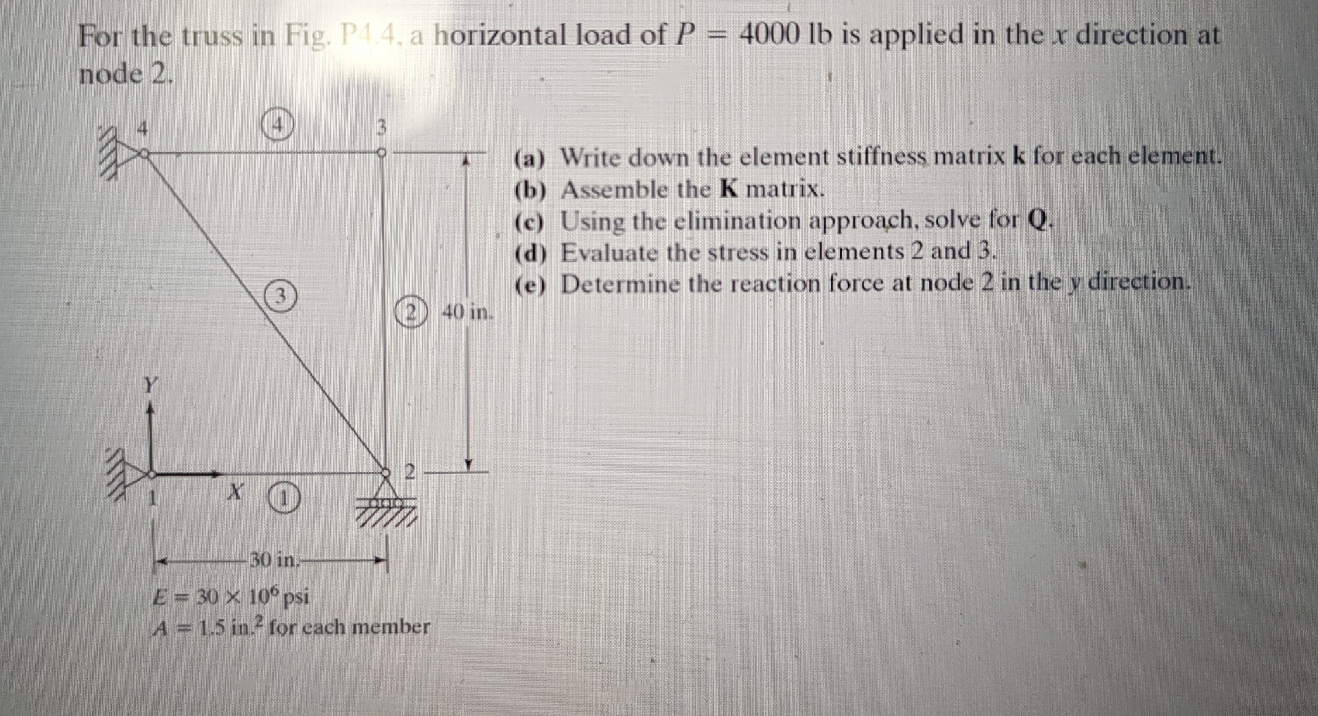 For the truss in Fig. P 4 4 , a horizontal load