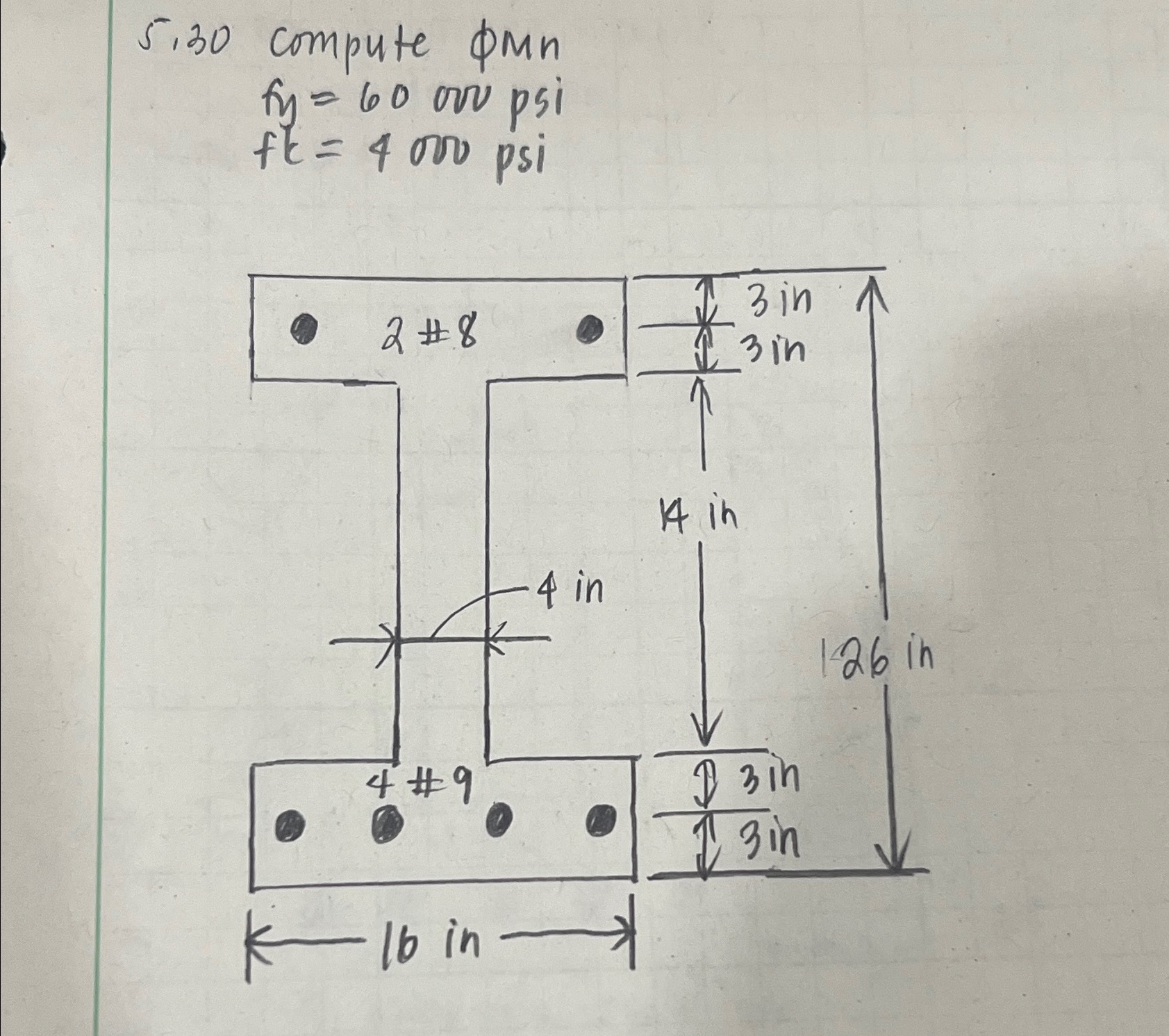 5 , 3 0 compute Mn f y = 6 0 0 0 0 psi f t = 4 0