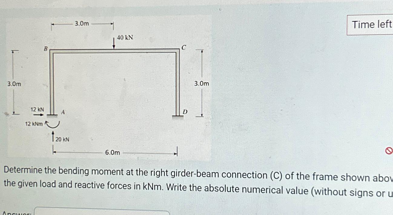 Determine the bending moment at the right girder