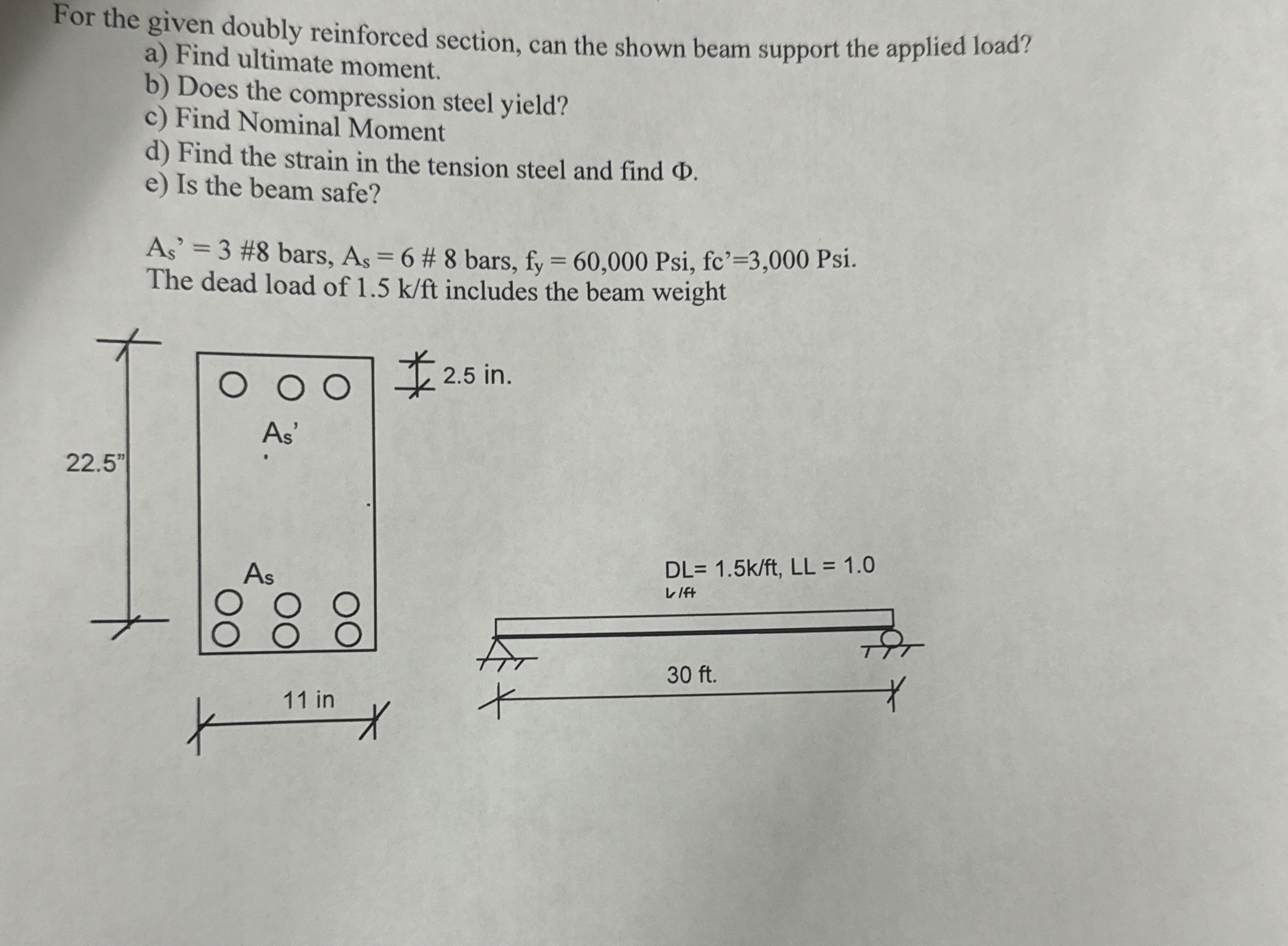 For the given doubly reinforced section, can the