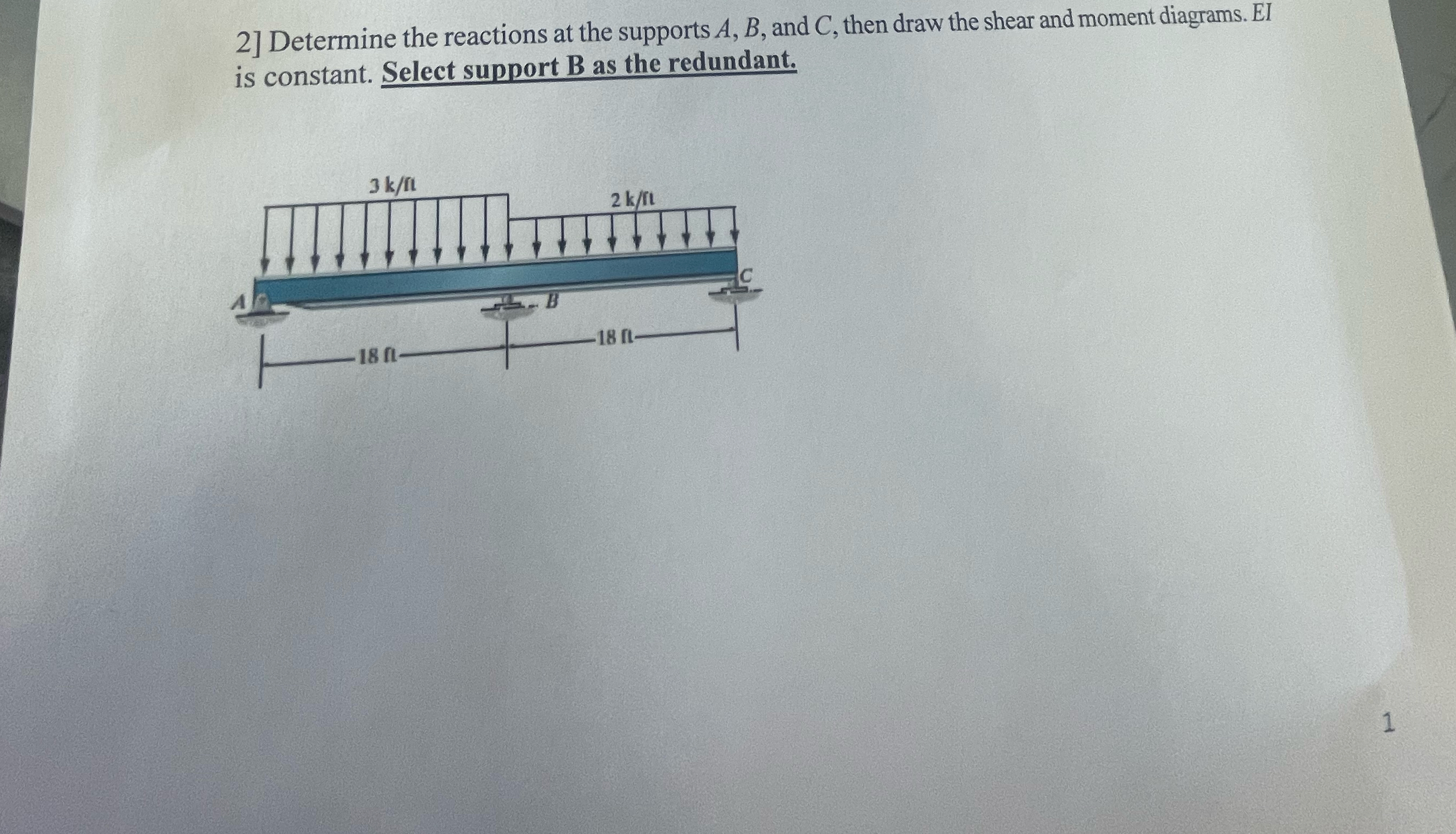 2 ] Determine the reactions at the supports A , B