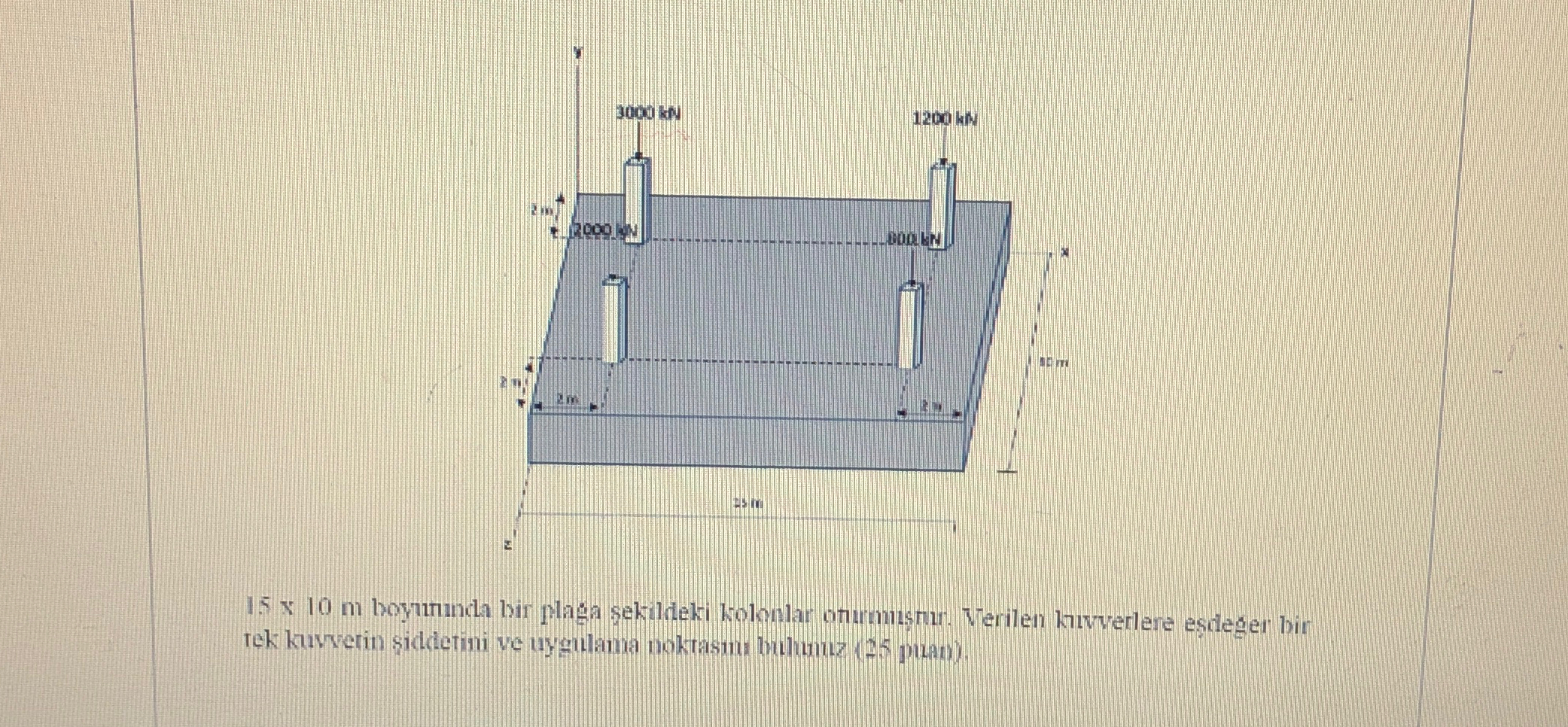 1 . 5 1 0 m boyunuda bir plaga sekildeki kolonlar