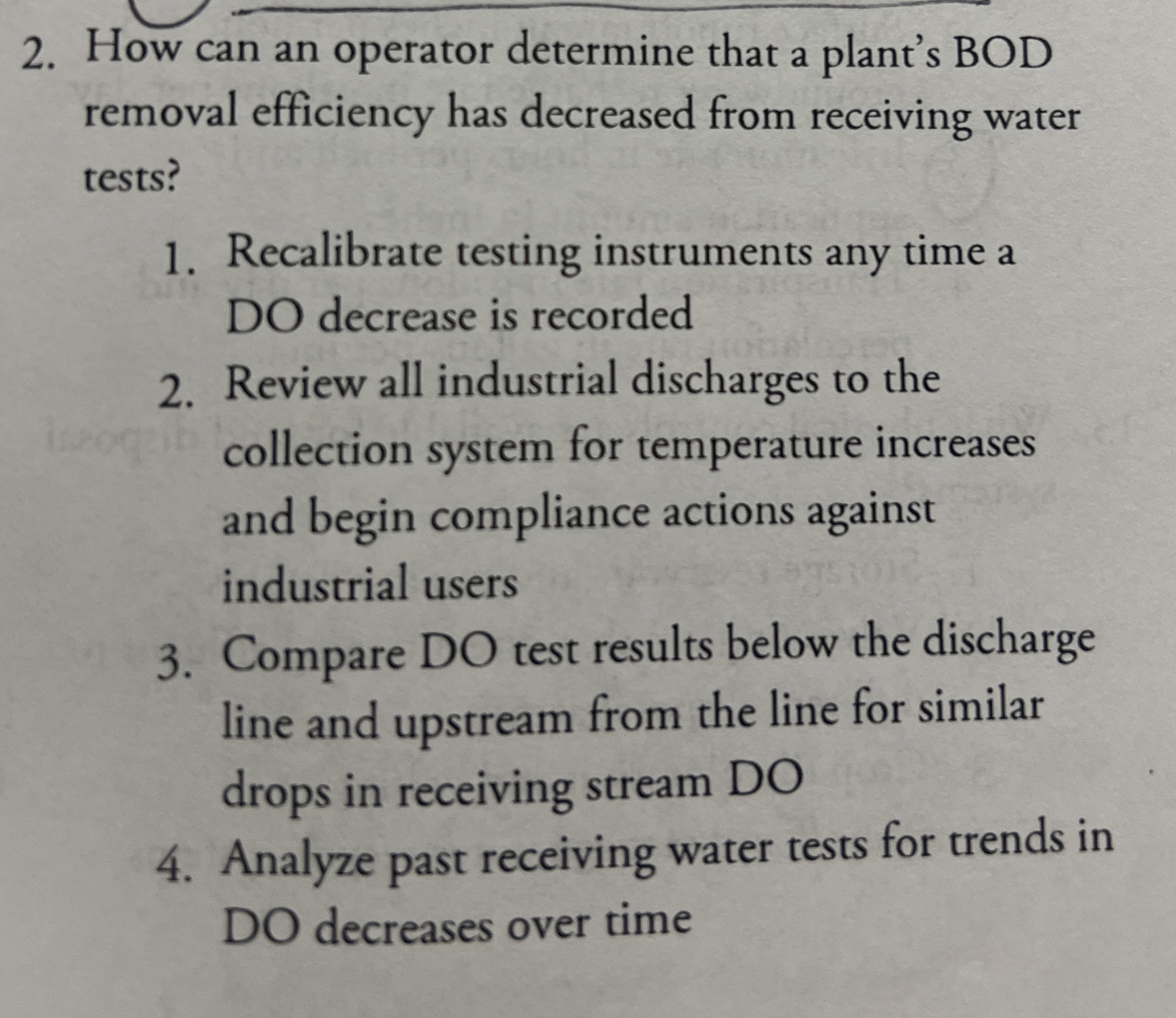 How can an operator determine that a plant's BOD
