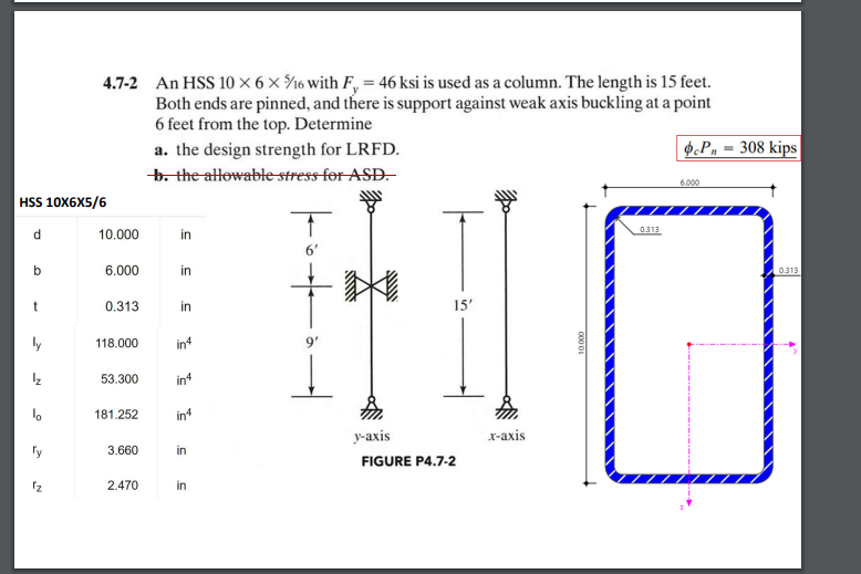 4 . 7 - 2 An HSS 1 0 6 5 1 6 with F y = 4 6 ksi