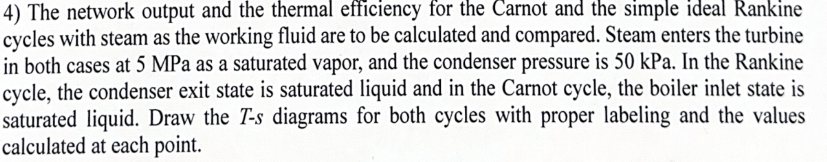 4 ) The network output and the thermal efficiency