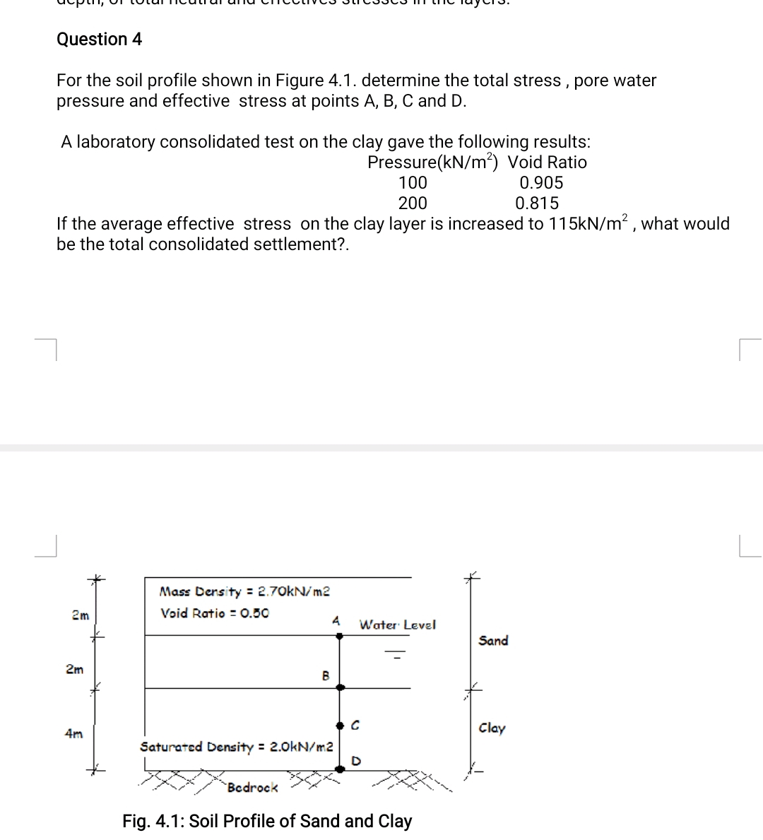 Question 4 For the soil profile shown in Figure 4