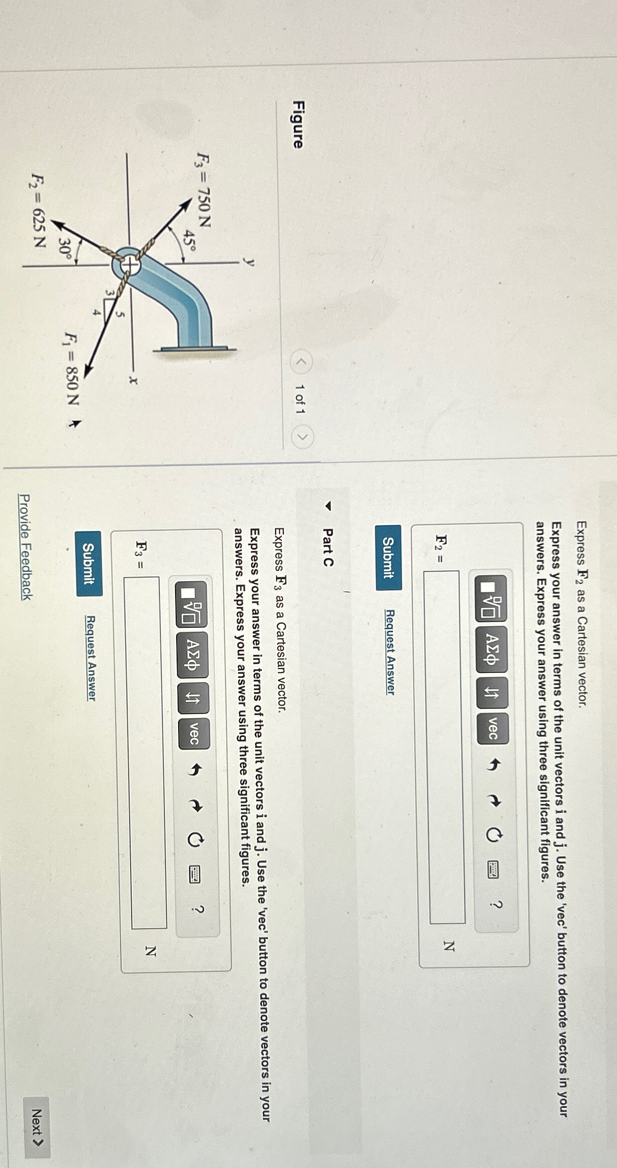 Express F 2 as a Cartesian vector. Express your