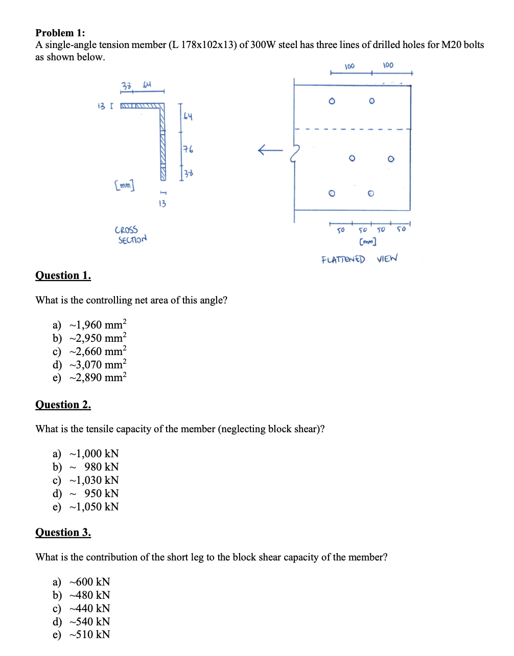 Problem 1 : A single - angle tension member ( L 1