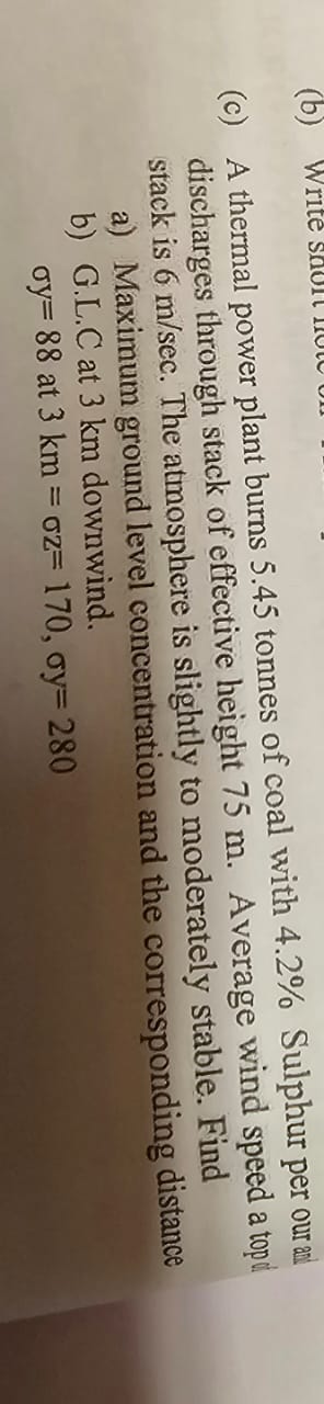 ( c ) A thermal power plant burns 5 . 4 5 tonnes