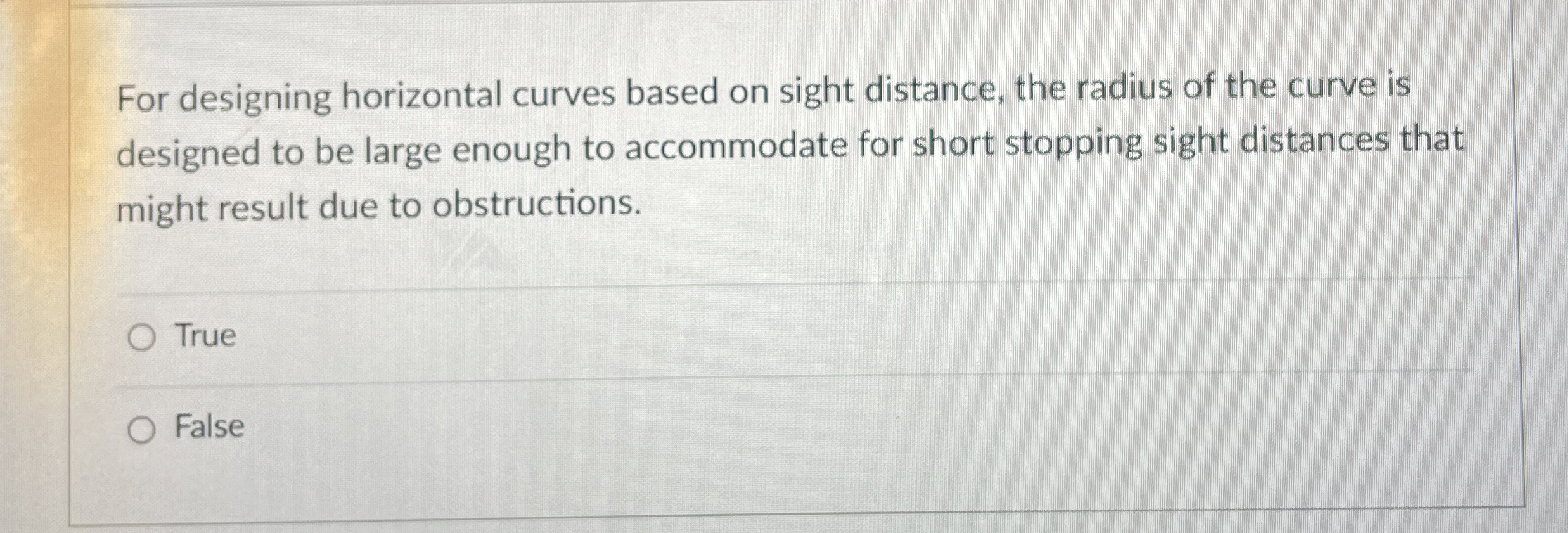 For designing horizontal curves based on sight