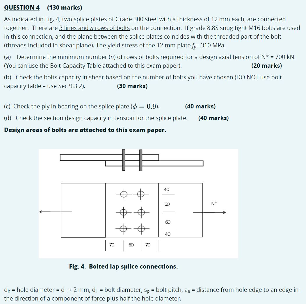 QUESTION 4 ( 1 3 0 marks ) As indicated in Fig. 4
