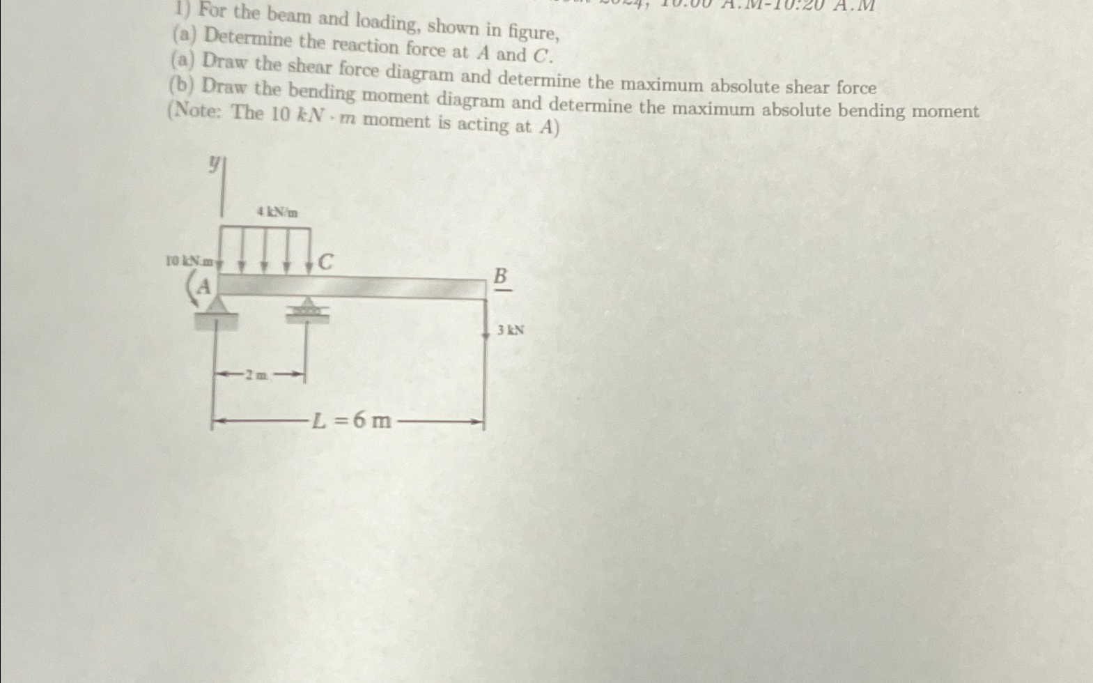 For the beam and loading, shown in figure, ( a )