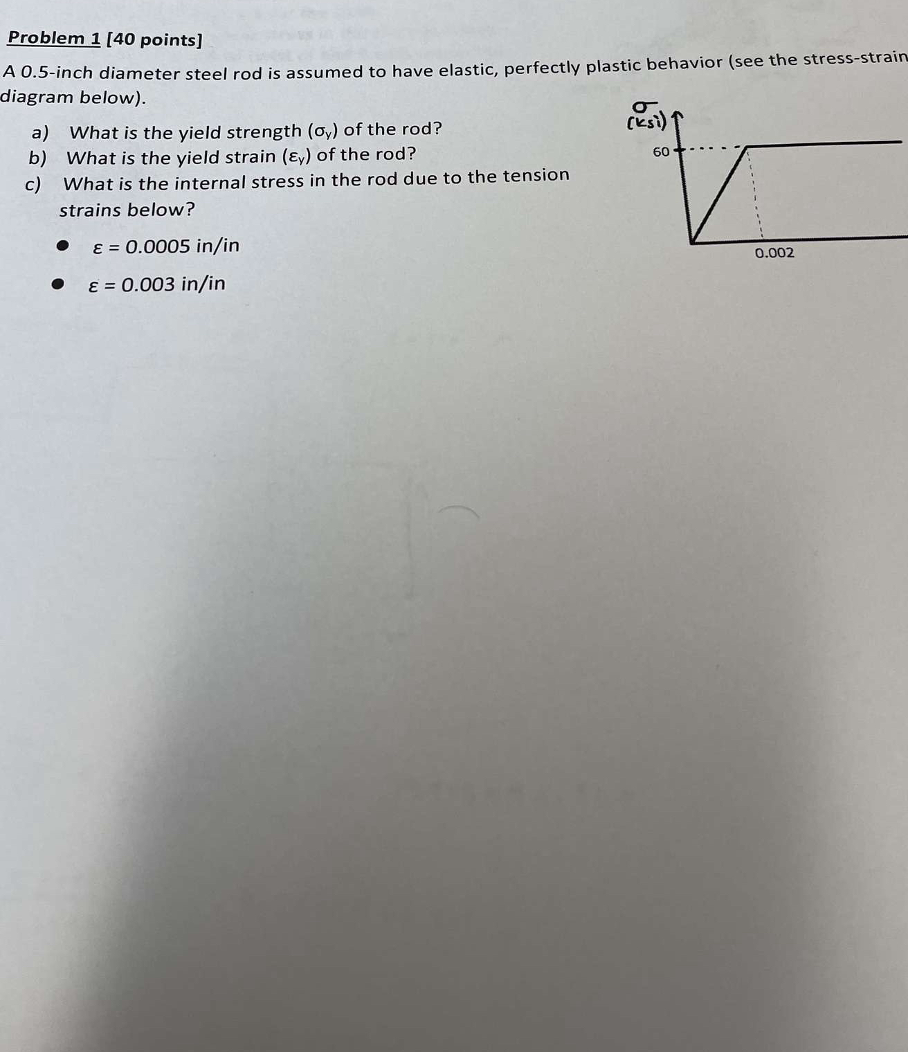 Problem points ] A 0 . 5 - inch diameter steel