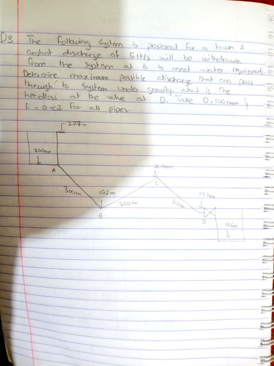 D 3 The following system proposed for a town A