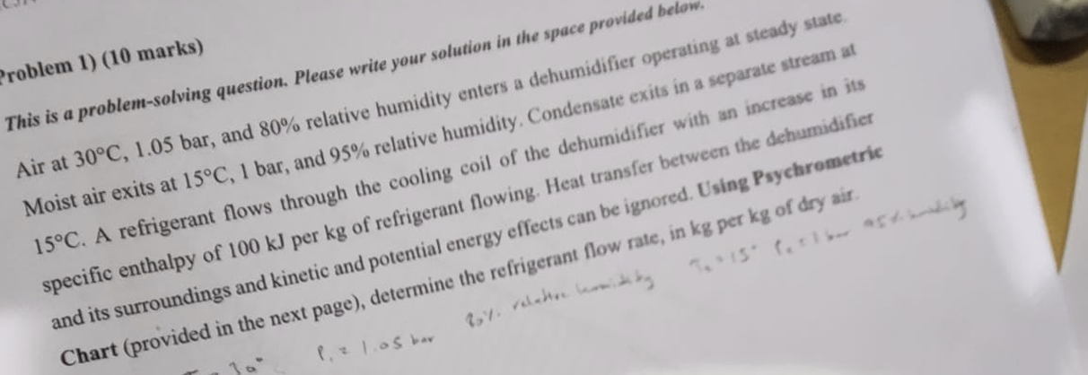 Air at 3 0 ^ ( @ ) C , 1 . 0 5 bar, and 8 0 %
