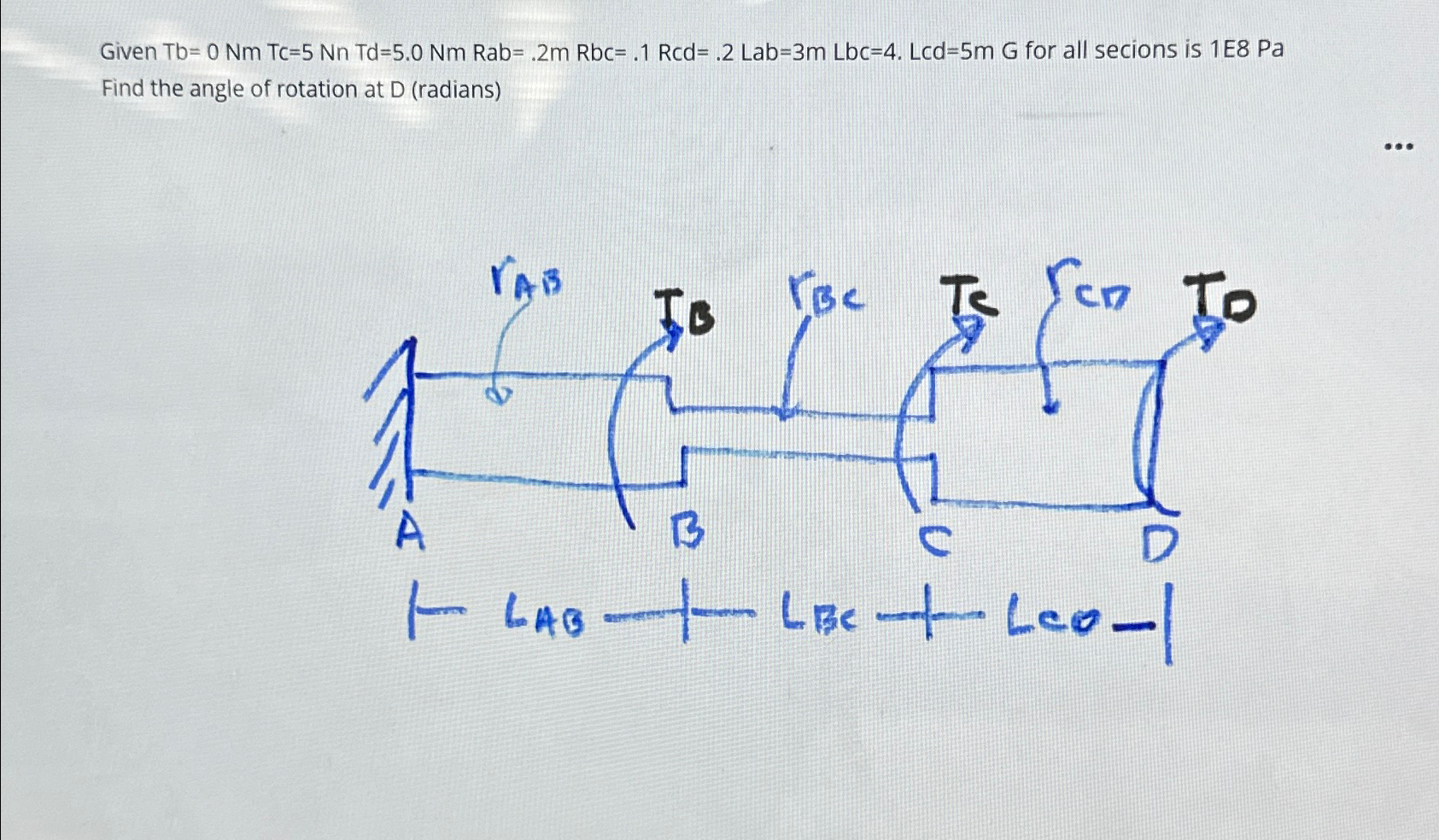 Given T b = 0 N m T T = 5 N n T d = 5 . 0 NmRab =