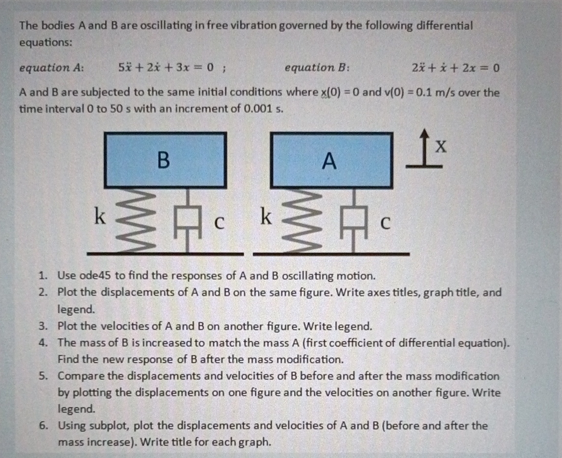 write a matlab script The bodies A and B are