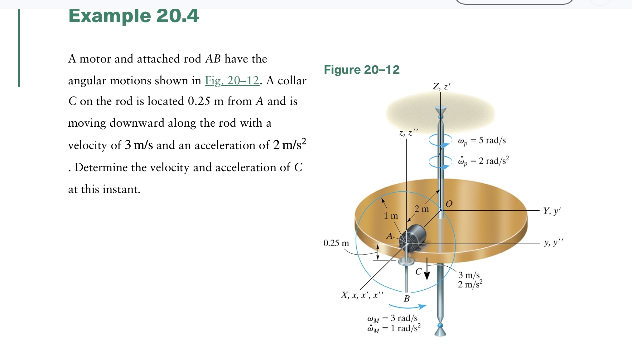 Example 2 0 . 4 A motor and attached rod A B have