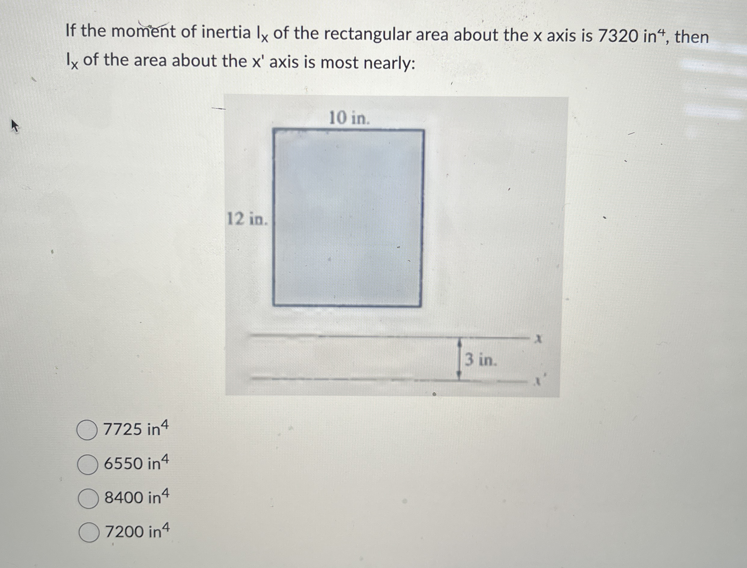 If the moment of inertia I x of the rectangular