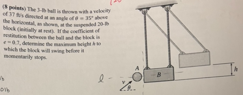 ( 8 points ) The 3 - lb ball is thrown with a