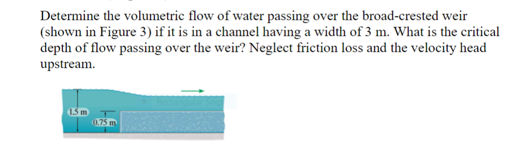 Determine the volumetric flow of water passing