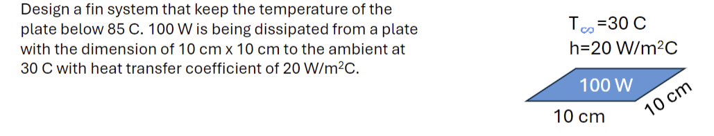 Design a fin system that keep the temperature of