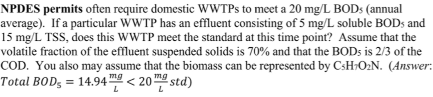 NPDES permits often require domestic WWTPs to